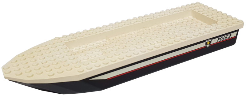 Boat, Hull Unitary 32 x 10 x 1 2/3 with White Top with Police Red Line and Badge Logo Pattern on Both Sides (Stickers) - Set 6433