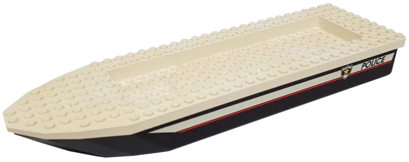 Boat, Hull Unitary 32 x 10 x 1 2/3 with White Top with Police Red Line and Badge Logo Pattern on Both Sides (Stickers) - Set 6433