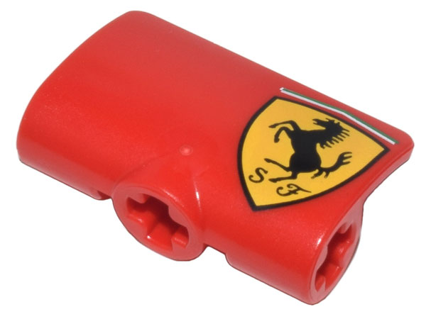 Technic, Panel Curved 2 x 3 x 1 with Ferrari Logo Black Horse on Yellow Shield Pattern Model Left Side