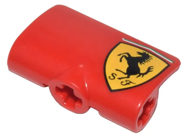 Technic, Panel Curved 2 x 3 x 1 with Ferrari Logo Black Horse on Yellow Shield Pattern Model Left Side