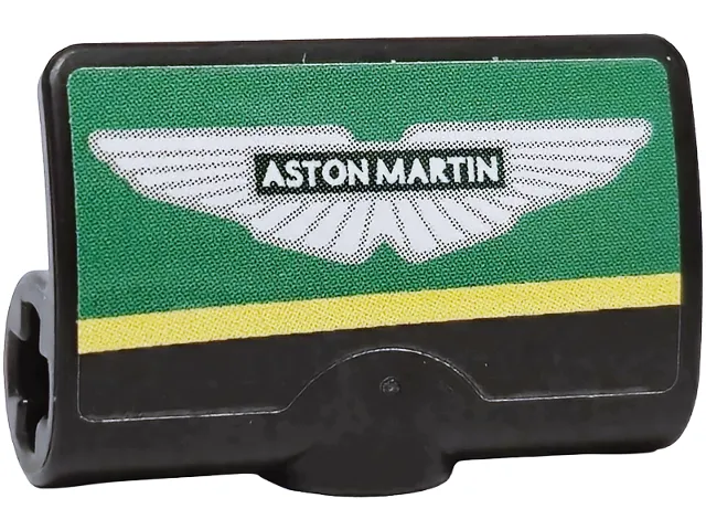 Technic, Panel Curved 2 x 3 x 1 with Aston Martin Logo, Green Panel and Yellow Stripe Pattern Model Left Side (Sticker) - Set 42240