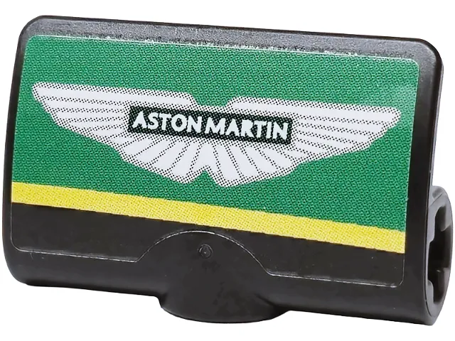 Technic, Panel Curved 2 x 3 x 1 with Aston Martin Logo, Green Panel and Yellow Stripe Pattern Model Right Side (Sticker) - Set 42240