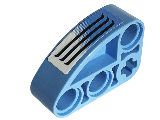 Technic, Liftarm, Modified L-Shape Quarter Ellipse Thick 2 x 3 with Air Vent on Medium Blue and White Background Pattern Model Left Side (Sticker) - Set 42134