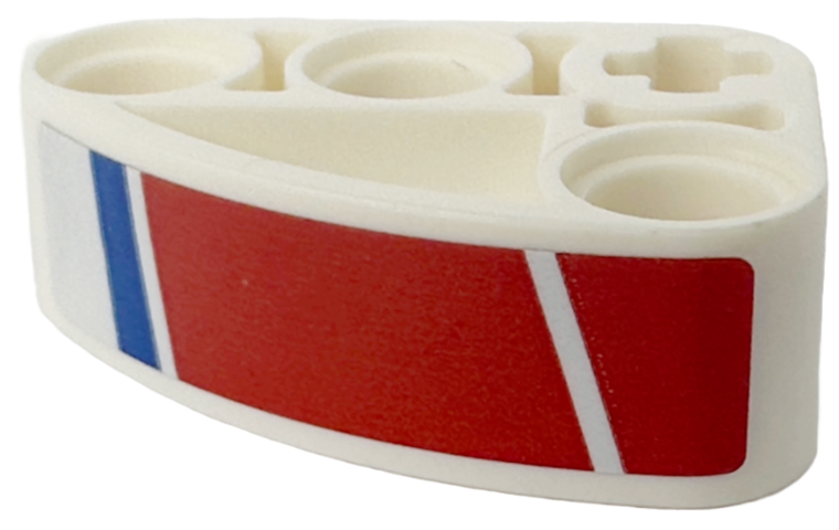 Technic, Liftarm, Modified L-Shape Quarter Ellipse Thick 2 x 3 with Red and Blue Stripes Pattern Model Left Side (Sticker) - Set 42153