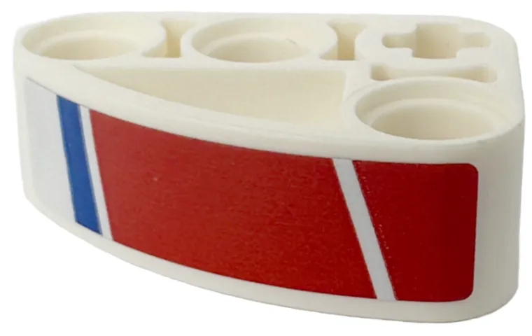 Technic, Liftarm, Modified L-Shape Quarter Ellipse Thick 2 x 3 with Red and Blue Stripes Pattern Model Left Side (Sticker) - Set 42153