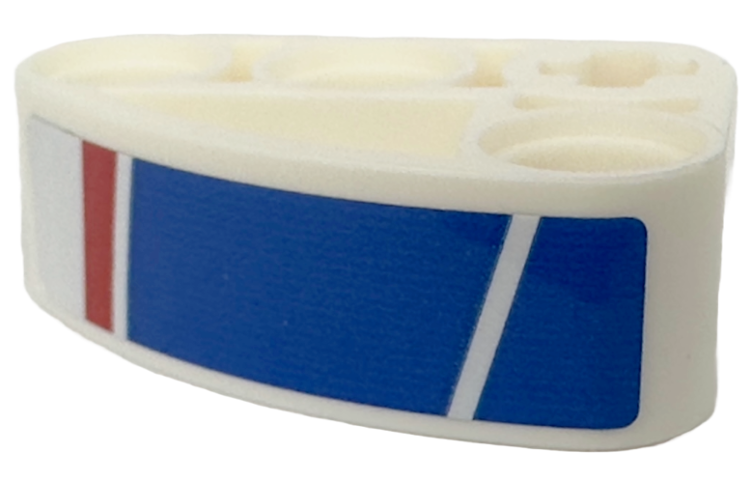 Technic, Liftarm, Modified L-Shape Quarter Ellipse Thick 2 x 3 with Red and Blue Stripes Pattern Model Right Side (Sticker) - Set 42153