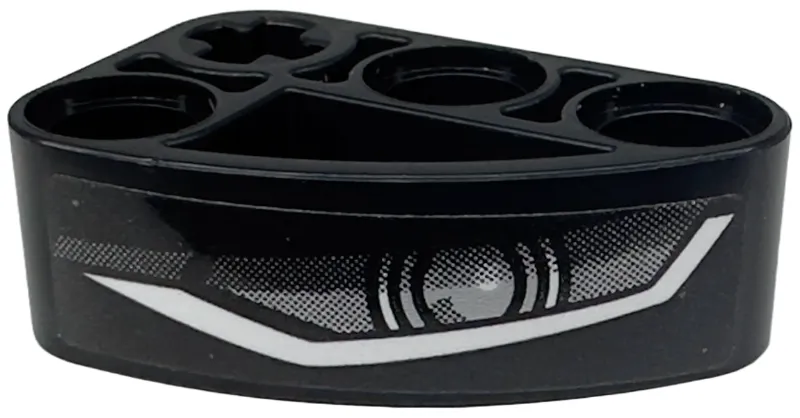 Technic, Liftarm, Modified L-Shape Quarter Ellipse Thick 2 x 3 with Silver and White Headlight Pattern Model Left Side (Sticker) - Set 42153