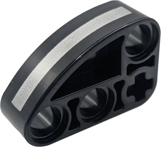 Technic, Liftarm, Modified L-Shape Quarter Ellipse Thick 2 x 3 with Silver Stripe Pattern