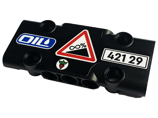 Technic, Panel Plate 3 x 7 x 1 with 'OIL', License Plate '421 29', Carrot and Infinite Gradient Road Sign Pattern (Sticker) - Set 42129