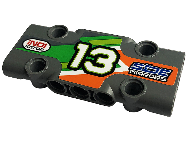 Technic, Panel Plate 3 x 7 x 1 with Number 13, 'iNDi KATOR' and 'SiDE MIRRORS' Pattern Model Left Side (Sticker) - Set 42129