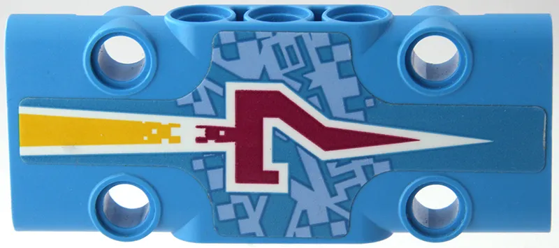Technic, Panel Plate 3 x 7 x 1 with Magenta and Yellow Stylized Number 7 on Bright Light Blue 'XTREME' Pattern (Sticker) - Set 42124
