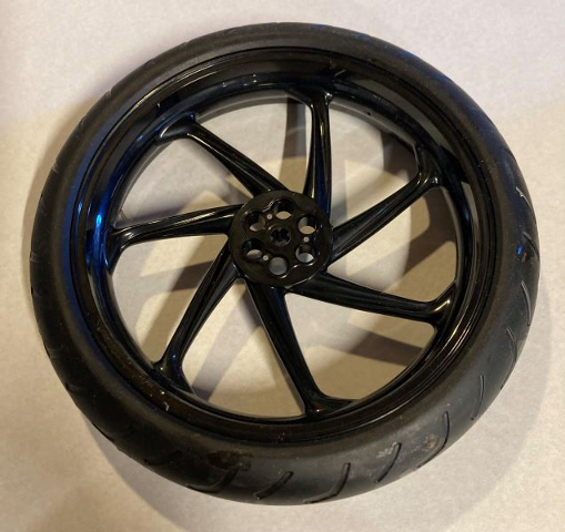 Wheel 107.1mm D. x 24mm Motorcycle with Black Tire 132.6mm D. x 27mm Motorcycle Racing Tread Narrow (71720 / 71721)