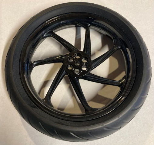 Wheel 107.1mm D. x 24mm Motorcycle with Black Tire 139mm D. x 37mm Motorcycle Racing Tread (71720 / 71722)