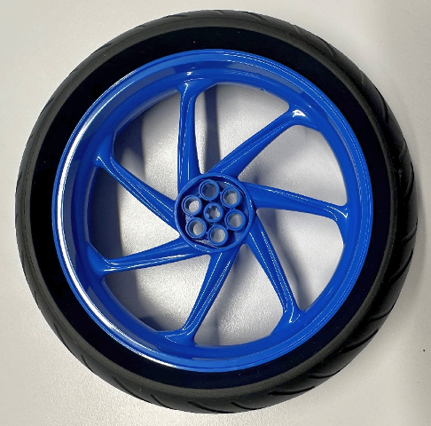 Wheel 107.1mm D. x 24mm Motorcycle with Black Tire 139mm D. x 37mm Motorcycle Racing Tread (71720 / 71722)