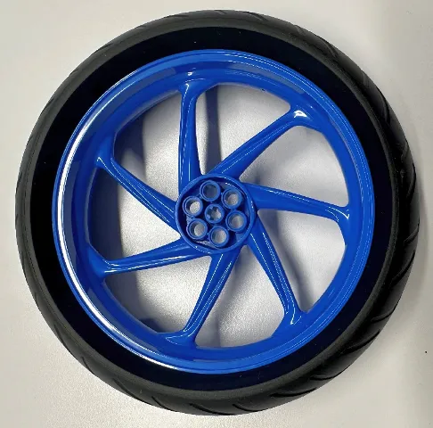 Wheel 107.1mm D. x 24mm Motorcycle with Black Tire 139mm D. x 37mm Motorcycle Racing Tread (71720 / 71722)