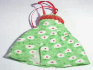 Scala, Clothes Female Dress with White/Red Flower Pattern and Red Neck Ribbon