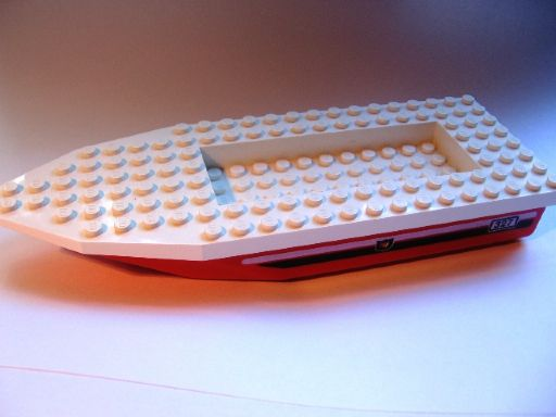 Boat, Hull Unitary 22 x 8 x 2 1/3 with White Top with Number 327 and Fire Logo on Black and White Stripes Pattern on Both Sides (71958pb01 / 30255)