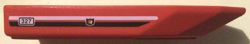 Boat, Hull Unitary 22 x 8 x 2 1/3, Base with Number 327 and Fire Logo on Black and White Stripes Pattern on Both Sides