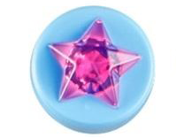 Tile, Round 1 x 1 x 2/3 with Molded Trans-Dark Pink Star Pattern