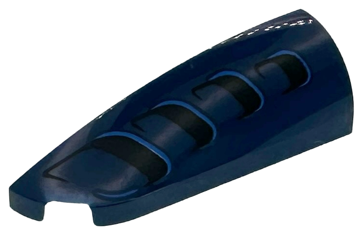 Slope, Curved 4 x 1 Left with Black Air Vents with Blue Outlines Pattern