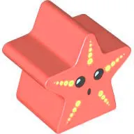 Duplo, Brick 2 x 2 x 2 1/2 Star with Starfish / Sea Star with Black Eyes and Mouth, Bright Light Yellow Dots Pattern