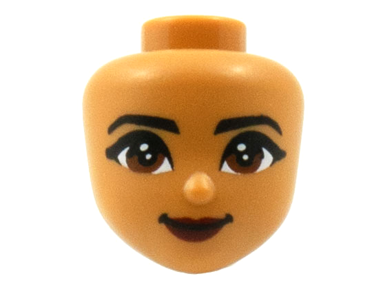 Mini Doll, Head Friends with Black Eyebrows, Reddish Brown Eyes, Dark Red Lips and Closed Mouth Pattern