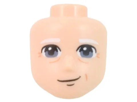 Mini Doll, Head Friends Male Large with Sand Blue Eyes, White Eyebrows, and Lopsided Smile Pattern