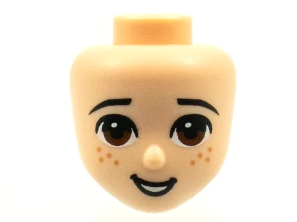 Mini Doll, Head Friends with Brown Eyes, Freckles and Open Mouth Smile Pattern
