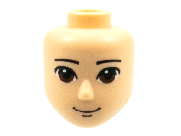 Mini Doll, Head Friends Male Large with Reddish Brown Eyes, Black Eyebrows and Closed Grin Pattern