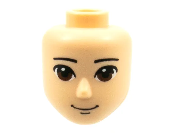 Mini Doll, Head Friends Male Large with Reddish Brown Eyes, Black Eyebrows and Closed Grin Pattern