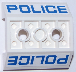 Slope, Inverted 45 4 x 4 Double with 2 Holes with Blue 'POLICE' Pattern on Both Sides (Stickers) - Set 60047