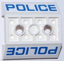 Slope, Inverted 45 4 x 4 Double with 2 Holes with Blue 'POLICE' Pattern on Both Sides (Stickers) - Set 60047