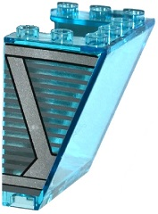 Windscreen 3 x 4 x 4 Inverted, Rounded Top Inside Edges, with Silver Girder and Dark Bluish Gray Stripes Pattern (Sticker) - Set 76038