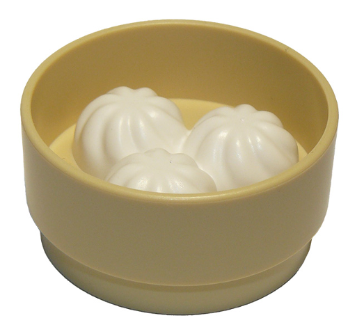 Duplo Bamboo Steamer with Molded White Baozi Dumplings Pattern