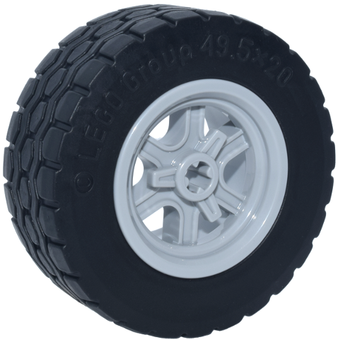 Wheel 30.4mm D. x 20mm with Axle Hole, 6 Curved Spokes and Spinner Cap with Black Tire 49.5 x 20 (7301 / 15413)