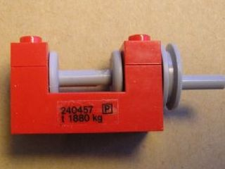 String Reel Winch 2 x 4 x 2 with Light Gray Drum with '240457' and 'P' and 't 1880 kg' Pattern on Both Sides (Stickers) - Set 4555