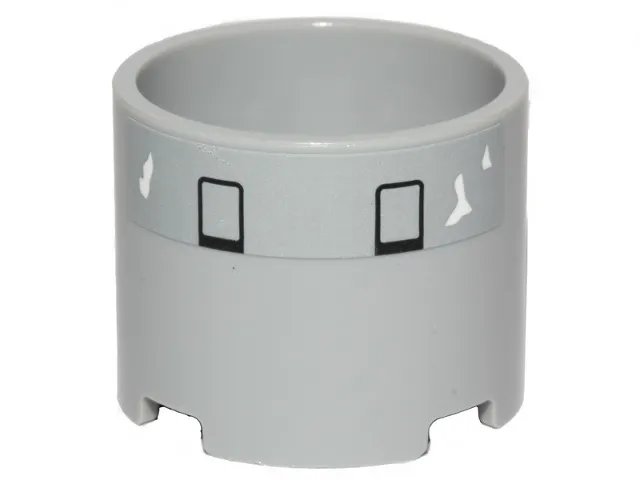 Brick, Round 3 x 3 x 2 with Recessed Center and Axle Hole with 2 Black Rectangles and White Peeling Paint Pattern (Sticker) - Set 75301