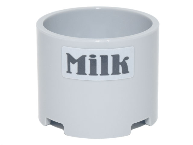 Brick, Round 3 x 3 x 2 with Recessed Center and Axle Hole with Black 'Milk' Pattern (Sticker) - Set 10290