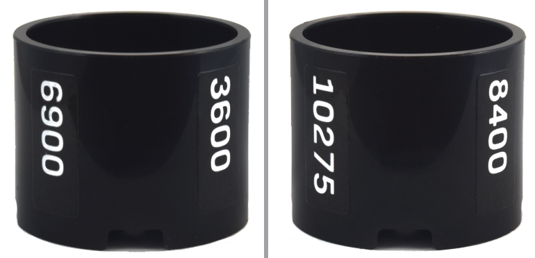 Brick, Round 3 x 3 x 2 with Recessed Center and Axle Hole with White '3600', '6900', '8400', and '10275' Pattern (Stickers) - Set 10323