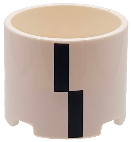 Brick, Round 3 x 3 x 2 with Recessed Center and Axle Hole with 2 Black Rectangles Pattern