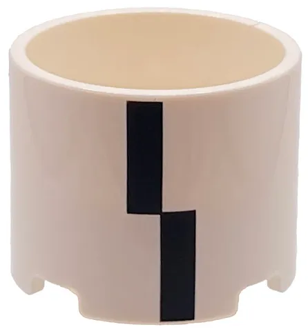 Brick, Round 3 x 3 x 2 with Recessed Center and Axle Hole with 2 Black Rectangles Pattern