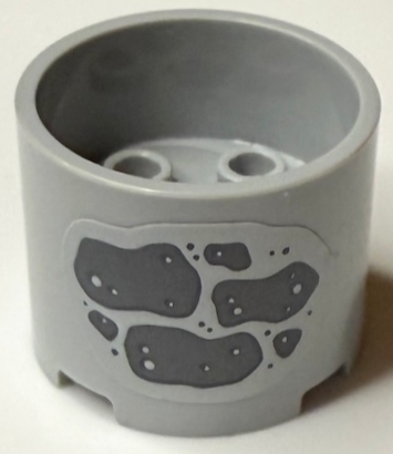 Brick, Round 3 x 3 x 2 with Recessed Center and Axle Hole with Dark Bluish Gray Stones and Dots Pattern on Both Sides (Stickers) - Set 43231