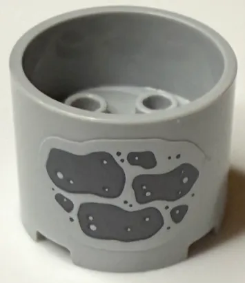 Brick, Round 3 x 3 x 2 with Recessed Center and Axle Hole with Dark Bluish Gray Stones and Dots Pattern on Both Sides (Stickers) - Set 43231