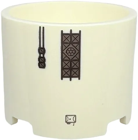 Brick, Round 3 x 3 x 2 with Recessed Center and Axle Hole with Silver and Dark Silver Circuits and Panel Pattern