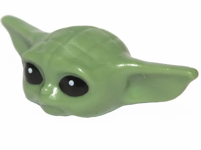 Minifigure, Head, Modified SW Din Grogu / The Child / 'Baby Yoda' with Black Eyes and White Pupils Pattern