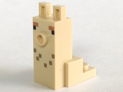 Creature Head Pixelated with Elongated Face and Stud with Black Eyes, Medium Nougat Eyebrows, and Dark Tan Spots Pattern 1 (Minecraft Alpaca / Llama)