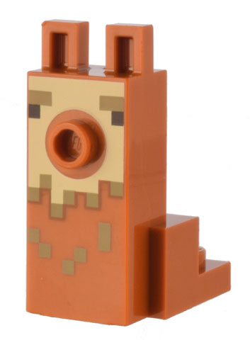 Creature Head Pixelated with Elongated Face and Stud with Black Eyes, Dark Tan Eyebrows and Spots, and Tan Face Pattern (Minecraft Alpaca / Llama)