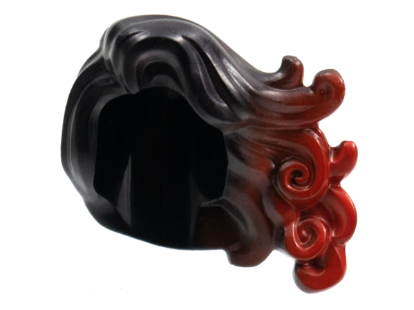 Minifigure, Hair Long, Wavy, Swept to Left with Red Highlights Pattern