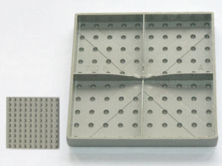 Brick 10 x 10 without Bottom Tubes, with '+' Cross Support (early Baseplate)