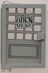 Door 1 x 4 x 5 Left with Trans-Clear Glass and Open Sign & 16 Small Panes Pattern (Sticker) - Set 6765